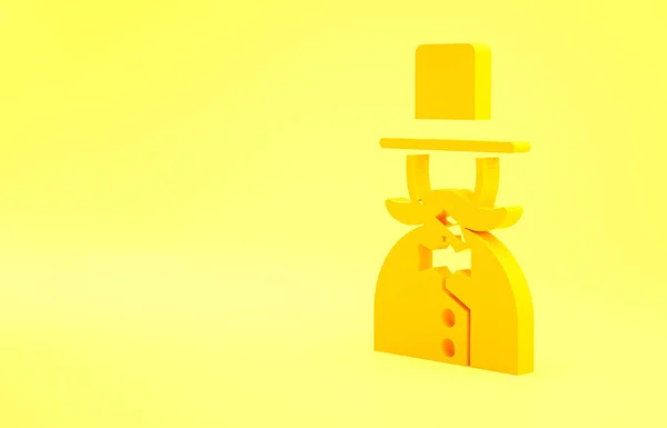 Icona Del Mago Giallo Isolata Sfondo Giallo Concetto Minimalista Illustrazione — Foto Stock