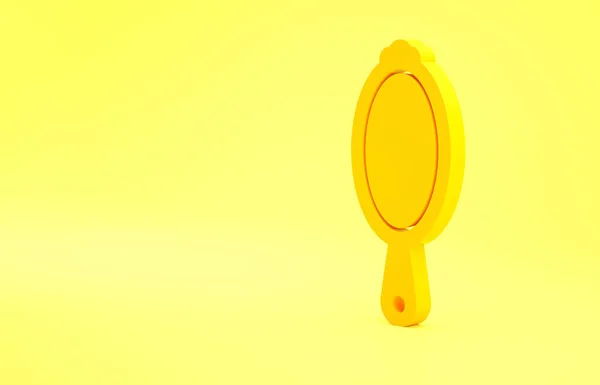 Icono Espejo Mano Yellow Magic Aislado Sobre Fondo Amarillo Concepto — Foto de Stock