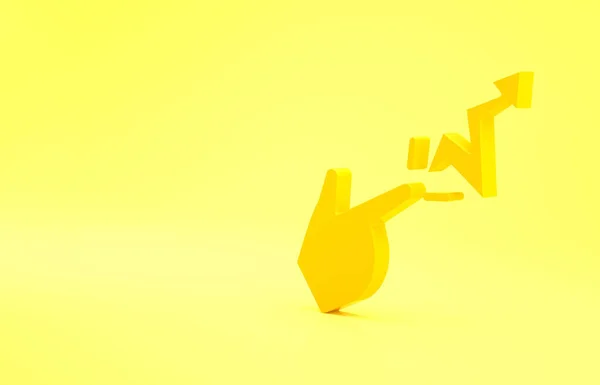 Κίτρινο Ξόρκι Εικονίδιο Που Απομονώνεται Κίτρινο Φόντο Μάγος Χέρι Εκτελεί — Φωτογραφία Αρχείου