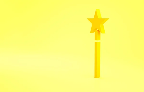 Ikona Żółtej Różdżki Wyizolowana Żółtym Tle Magiczny Dodatek Kształcie Gwiazdy — Zdjęcie stockowe
