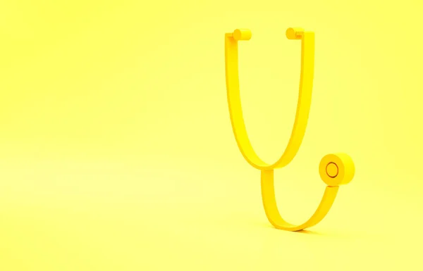 Yellow Stethoscope Ιατρικό Όργανο Εικονίδιο Απομονώνονται Κίτρινο Φόντο Μινιμαλιστική Έννοια — Φωτογραφία Αρχείου