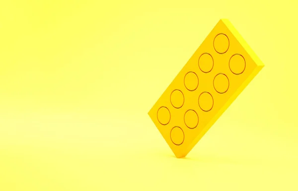 Желтые Таблетки Волдыре Пакет Значок Изолирован Желтом Фоне Пакет Медикаментов — стоковое фото