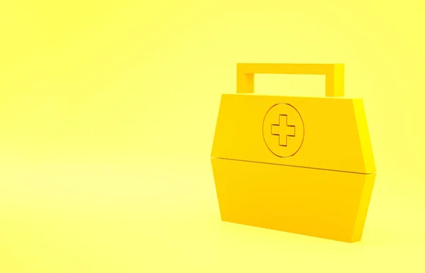 Yellow First Aid Kit Icon Isolated Yellow Background Medical Box — Stock Photo, Image