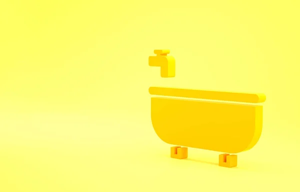 Yellow Bathtub Icon Isolated Yellow Background Minimalism Concept Illustration Render — Stock Photo, Image