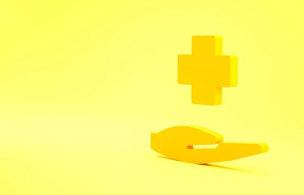 Yellow Cross Hospital Medical Icon Isolated Yellow Background First Aid — 스톡 사진