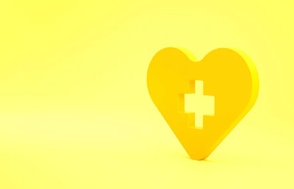 Yellow Heart Cross Icon Isolated Yellow Background First Aid Healthcare — ストック写真