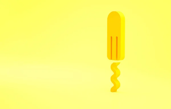 Yellow Menstruation Sanitary Tampon Icon Isolated Yellow Background Feminine Hygiene — Stock Photo, Image