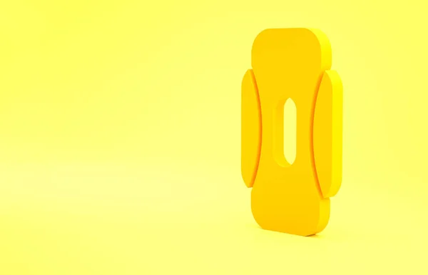 Yellow Menstruation and sanitary napkin icon isolated on yellow background. Feminine hygiene product. Minimalism concept. 3d illustration 3D render.