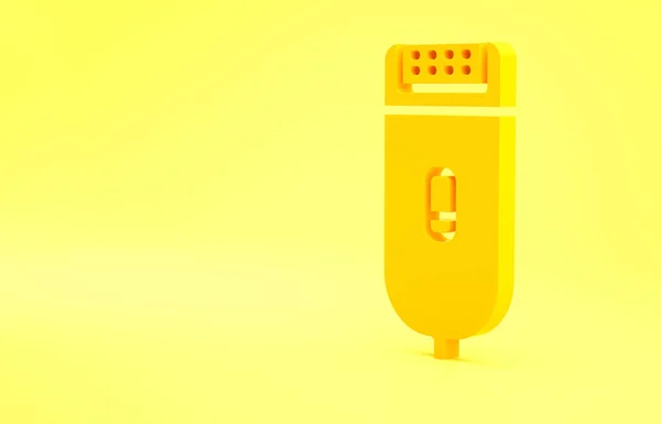 Желтый Электрический Стрижка Волос Бритвы Значок Изолирован Желтом Фоне Символ — стоковое фото