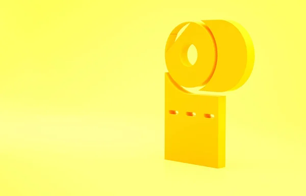 Žlutá Ikona Role Toaletního Papíru Izolovaná Žlutém Pozadí Minimalismus Ilustrace — Stock fotografie