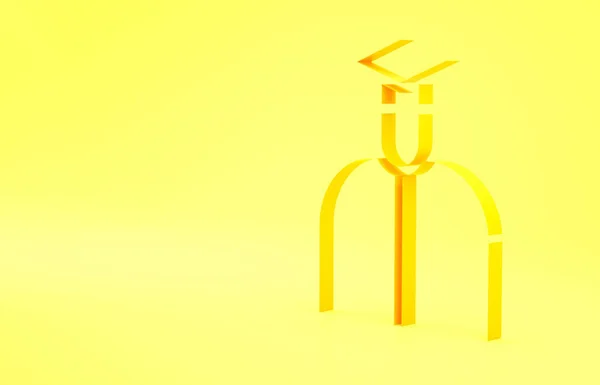 Κίτρινη Μαθητική Εικόνα Απομονωμένη Κίτρινο Φόντο Μινιμαλιστική Έννοια Απεικόνιση Καθιστούν — Φωτογραφία Αρχείου