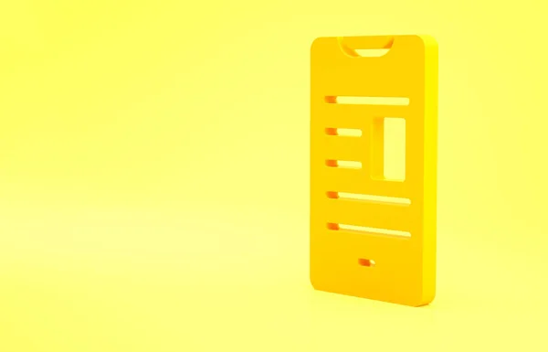 Yellow Online book on mobile icon isolated on yellow background. Internet education concept, e-learning resources. Minimalism concept. 3d illustration 3D render.