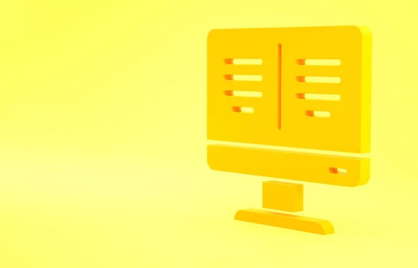 Yellow Libro Online Sull Icona Del Monitor Isolato Sfondo Giallo — Foto Stock