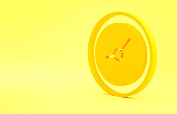 Yellow Clock Icon Isolated Yellow Background Time Symbol Minimalism Concept — Stock Photo, Image