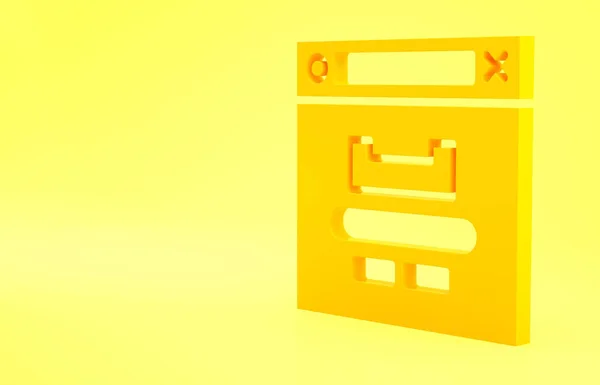 Yellow Browser window icon isolated on yellow background. Minimalism concept. 3d illustration 3D render.