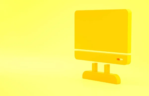 Gele Computer Monitor Scherm Pictogram Geïsoleerd Gele Achtergrond Elektronisch Apparaat — Stockfoto
