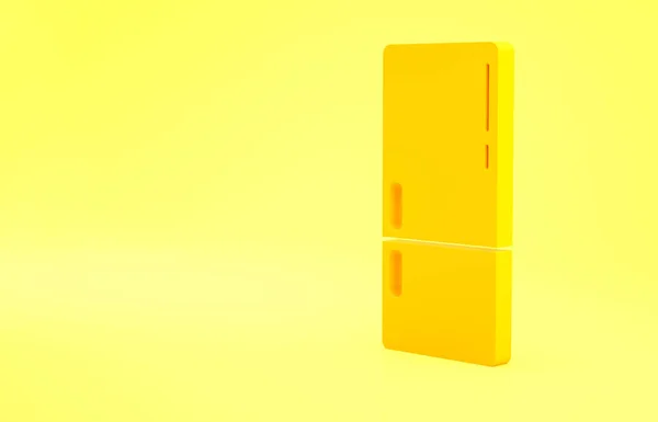 Ícone Amarelo Refrigerador Isolado Fundo Amarelo Frigorífico Congelador Geladeira Tecnologia — Fotografia de Stock