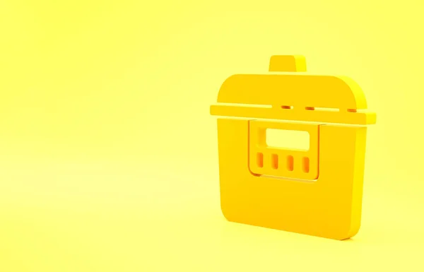 Yellow Slow Cooker Icon Isolated Yellow Background Electric Pan Minimalism — Stok fotoğraf