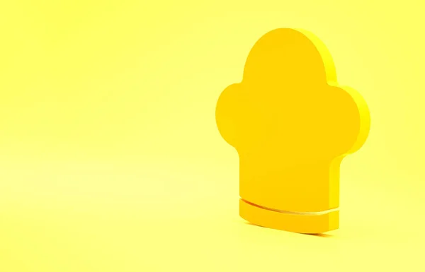Żółty Chef Kapelusz Ikona Izolowane Żółtym Tle Symbol Gotowania Kapelusz — Zdjęcie stockowe