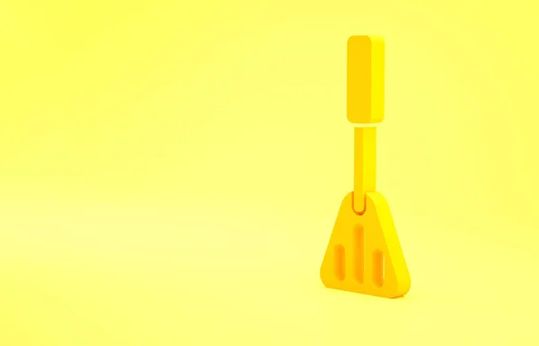 黄色の背景に孤立した黄色のSpatulaアイコン キッチンへらアイコン バーベキューへらサイン バーベキューやグリルツール 最小限の概念 3Dイラスト3Dレンダリング — ストック写真