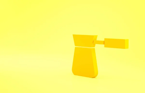 Yellow Coffee Turk Icon Isolated Yellow Background Minimalism Concept Illustration — Stock Photo, Image