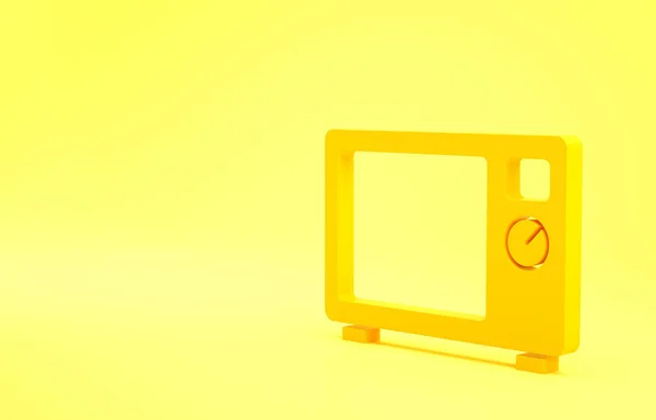 Желтая Иконка Микроволновой Печи Изолирована Желтом Фоне Значок Бытовой Техники — стоковое фото