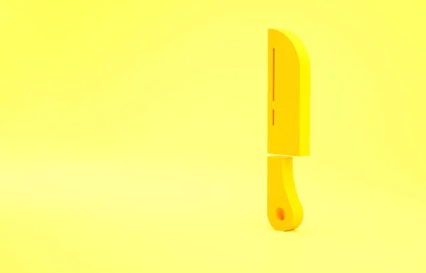 黄色の背景に隔離された黄色のナイフアイコン かわいいシンボル 最小限の概念 3Dイラスト3Dレンダリング — ストック写真