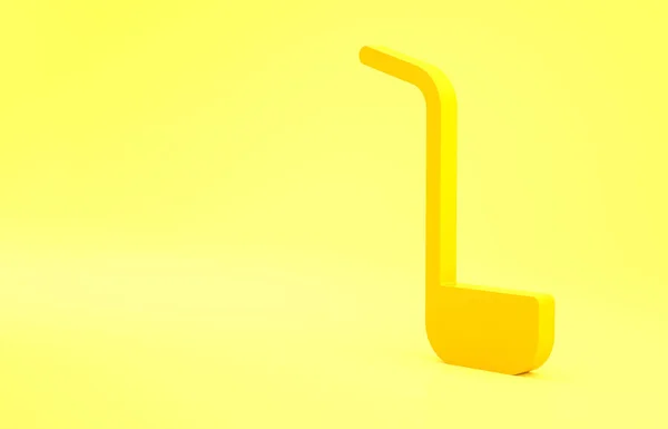 黄色の背景に隔離された黄色のキッチンラドルアイコン 調理器具 かわいいスプーンの看板 最小限の概念 3Dイラスト3Dレンダリング — ストック写真