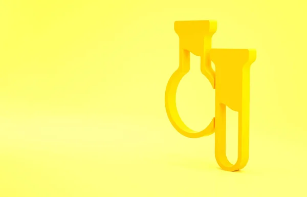 Yellow Test Tube Flask Icon Isolated Yellow Background Chemical Laboratory — Stock Photo, Image