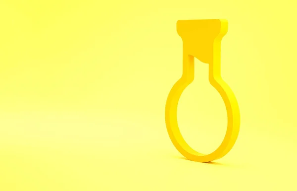 Желтая Пробирка Значок Колбы Изолированы Желтом Фоне Химические Лабораторные Испытания — стоковое фото