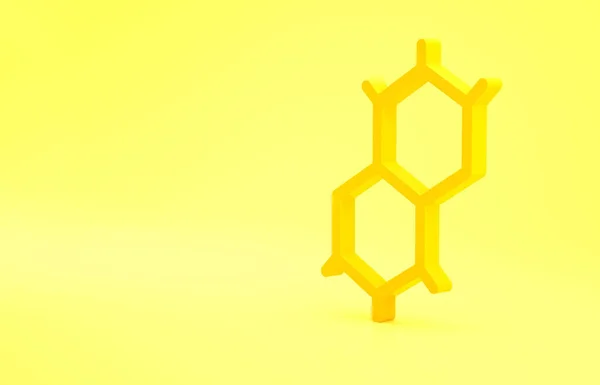 Icône Formule Chimique Jaune Isolée Sur Fond Jaune Résumé Hexagone — Photo