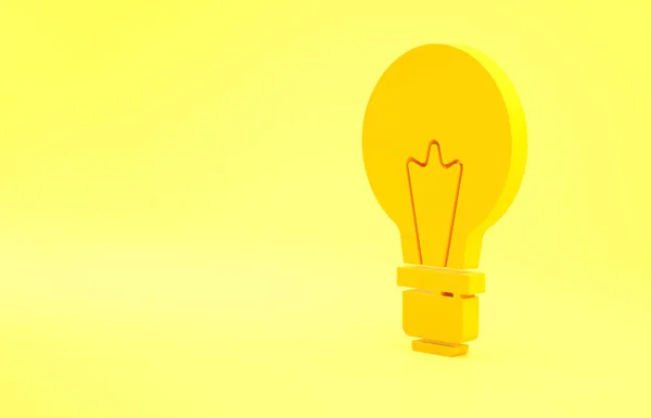 Žlutá Žárovka Konceptem Nápadu Ikony Izolované Žlutém Pozadí Symbol Energie — Stock fotografie