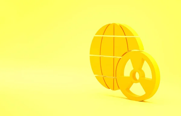 Κίτρινος Πλανήτης Και Ακτινοβολία Σύμβολο Εικονίδιο Απομονώνονται Κίτρινο Φόντο Περιβαλλοντική — Φωτογραφία Αρχείου