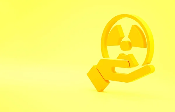 Gul Radioaktiv Handen Ikon Isolerad Gul Bakgrund Radioaktiv Toxisk Symbol — Stockfoto