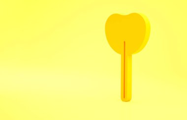 Yellow Lollipop icon isolated on yellow background. Food, delicious symbol. Minimalism concept. 3d illustration 3D render.