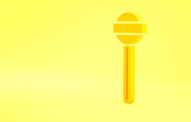 Yellow Lollipop icon isolated on yellow background. Food, delicious symbol. Minimalism concept. 3d illustration 3D render.