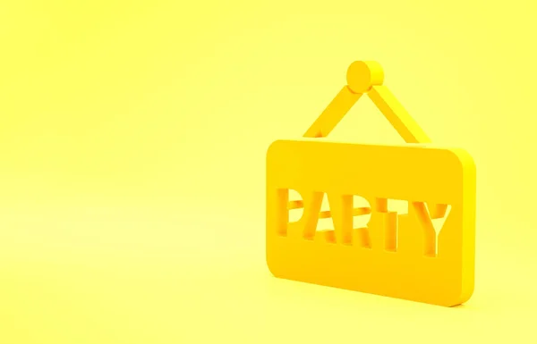 Icona Festa Cartello Giallo Isolato Sfondo Giallo Concetto Minimalista Illustrazione — Foto Stock