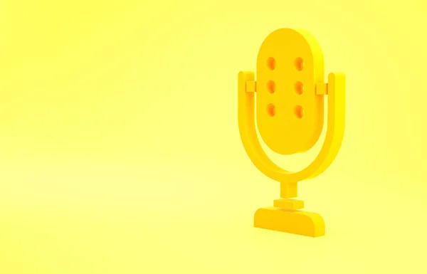 Icona Microfono Giallo Isolato Sfondo Giallo Sul Microfono Radio Onda — Foto Stock