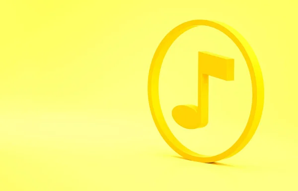 Yellow Music Note Tone Icon Isolated Yellow Background Minimalism Concept — 스톡 사진