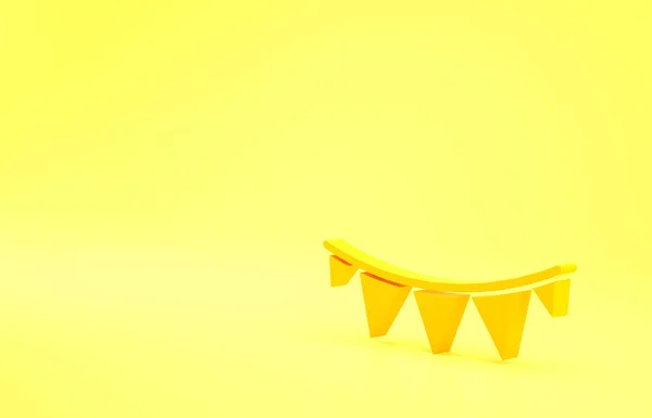 Gelbe Karnevalsgirlande Mit Fahnen Symbol Auf Gelbem Hintergrund Party Wimpel — Stockfoto