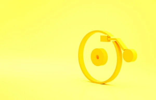 Yellow Vinyl Player Vinyl Disk Icon Isolated Yellow Background Minimalism — Stock Photo, Image