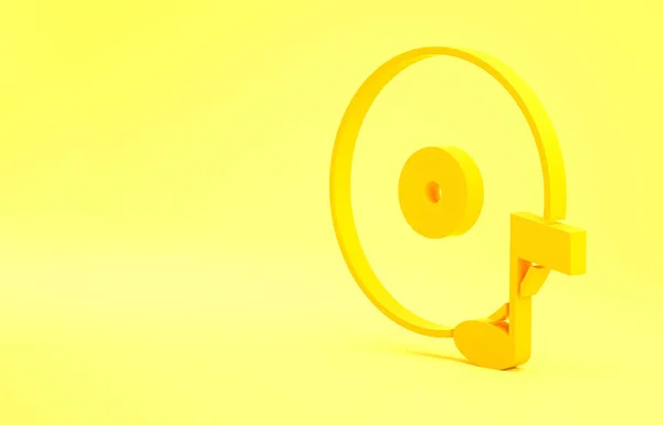 Yellow Vinyl disk icon isolated on yellow background. Minimalism concept. 3d illustration 3D render.