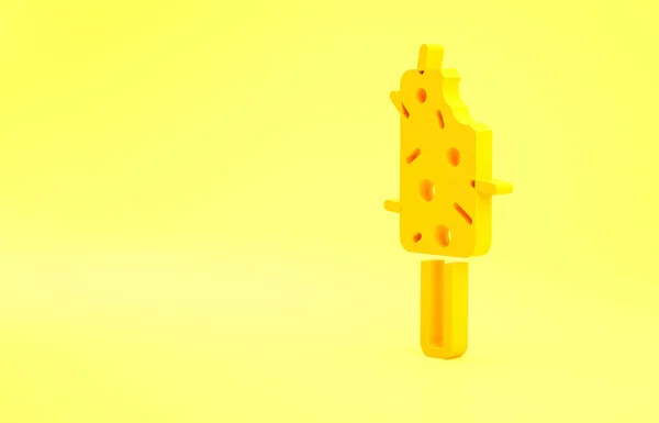 Yellow Ice Cream Icon Isolated Yellow Background Sweet Symbol Minimalism — Stock Photo, Image