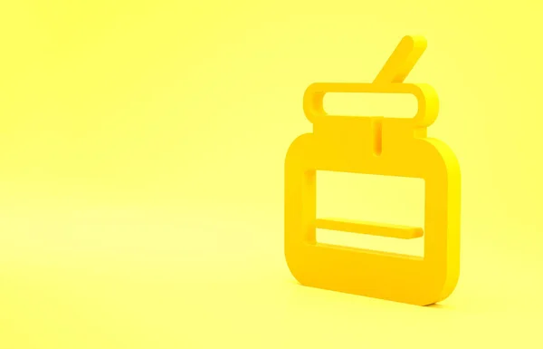 Sarı Arkaplanda Izole Edilmiş Bal Ikonu Kavanozu Yiyecek Bankası Tatlı — Stok fotoğraf