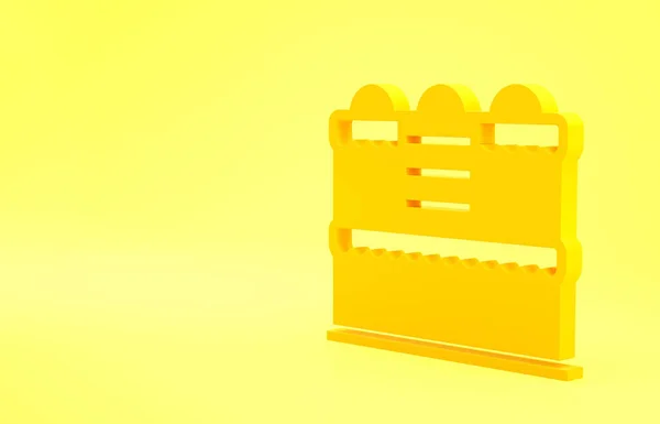 Yellow Cake icon isolated on yellow background. Happy Birthday. Minimalism concept. 3d illustration 3D render.