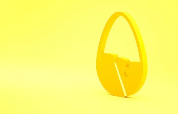 Yellow Chocolate Egg Icon Isolated Yellow Background Minimalism Concept Illustration — Stock Photo, Image