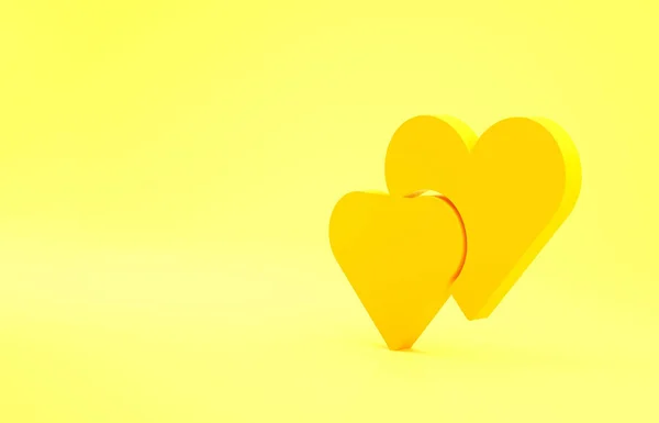 Ікона Жовтого Серця Ізольована Жовтому Тлі Романтичний Символ Пов Язаний — стокове фото