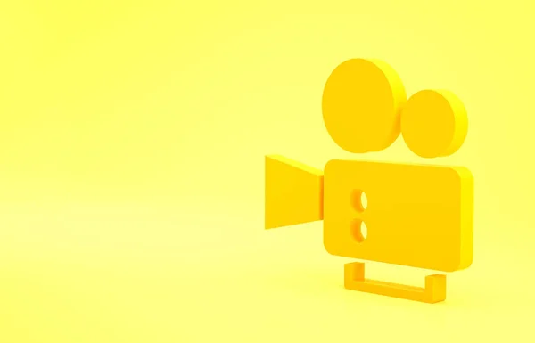 Icono Cámara Cine Amarillo Aislado Sobre Fondo Amarillo Videocámara Signo —  Fotos de Stock