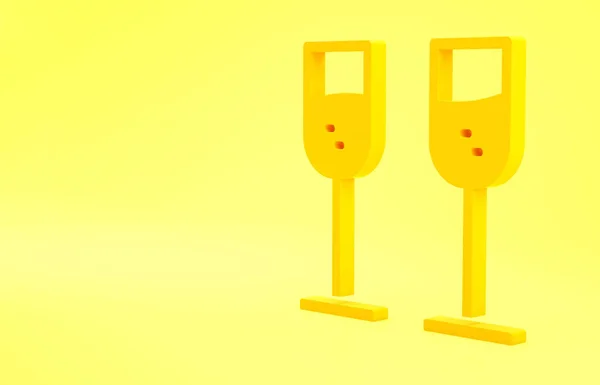 Sarı Arka Planda Izole Edilmiş Sarı Şampanya Ikonu Minimalizm Kavramı — Stok fotoğraf
