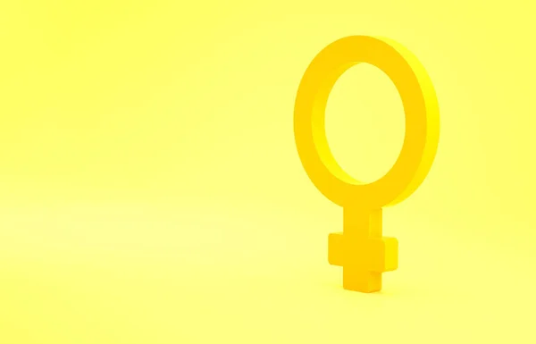 Yellow Female Gender Symbol Icon Isolated Yellow Background Venus Symbol — Stock Photo, Image